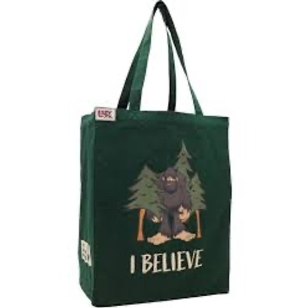 LazyOne Sasquatch I Believe Tote Bag Green Recycled Canvas Bigfoot BG460 NWT